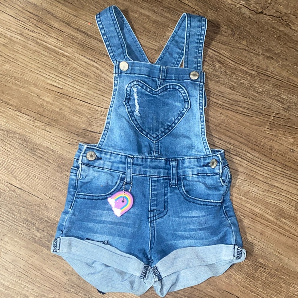 3️⃣ 3/$20 Girl Denim Jean Overalls Size 5 Girls SOHO BLUE Heart 💙